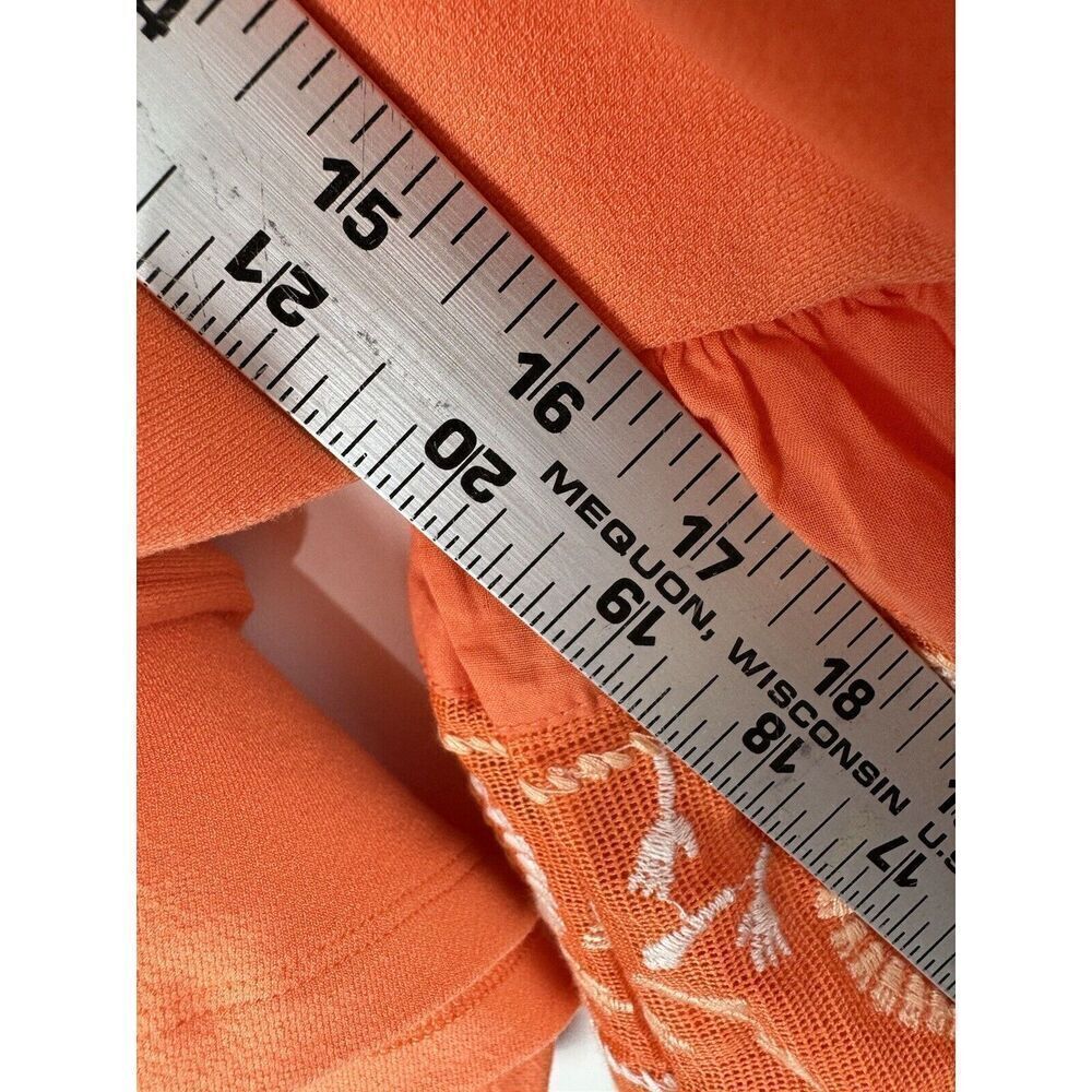 Free People Sz S Coral Rock With It Embroidered Puff Sleeve Off The Shoulder - Picture 8 of 8